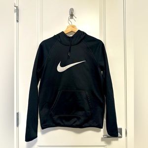 NIKE BLACK AND WHITE  DRI FIT FLEECE LINED WARM HOODIE